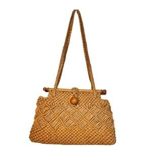VTG Kathy McKeany Imports Macrame Handbag Woven Jute Boho Bag HandmadeColombia